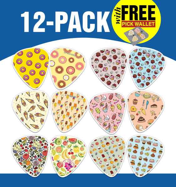 Creanoso Sweet Dessert Guitar Picks (12-Pack) - Premium Quality Gift Ideas for Children, Teens, & Adults for All Occasions - Stocking Stuffers Party Favor & Giveaways
