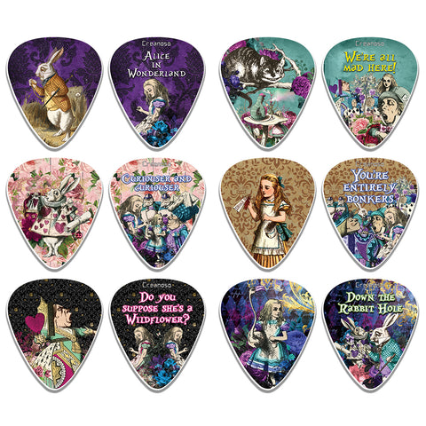 Alice In Wonderland Guitar Picks - Fingerstyle guitar picks - Best Stocking Stuffer Gifts for Kids