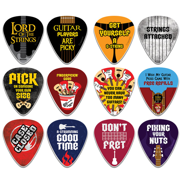 Creanoso Hilarious Guitar Picks (12-Pack) - Premium Music Gifts & Guitar Accessory