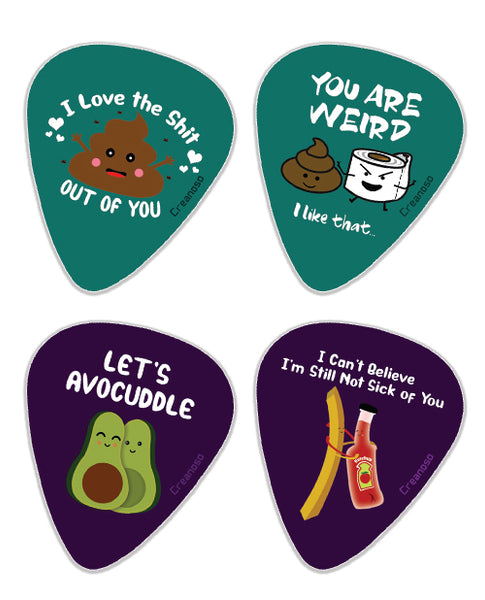 Creanoso Funny Lover Guitar Picks (12-Pack) - Premium Music Gifts & Guitar Accessories for Husband Dad Boys Son Men Him Boyfriend Musician Gift â€“ Cool Guitar Plectrums & Tools