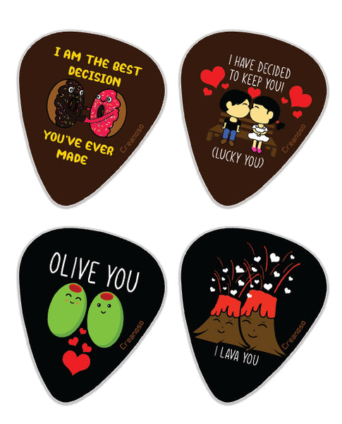 Creanoso Funny Lover Guitar Picks (12-Pack) - Premium Music Gifts & Guitar Accessories for Husband Dad Boys Son Men Him Boyfriend Musician Gift â€“ Cool Guitar Plectrums & Tools