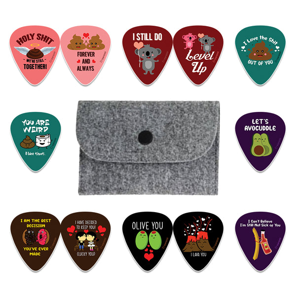 Creanoso Funny Lover Guitar Picks (12-Pack) - Premium Music Gifts & Guitar Accessories for Husband Dad Boys Son Men Him Boyfriend Musician Gift â€“ Cool Guitar Plectrums & Tools