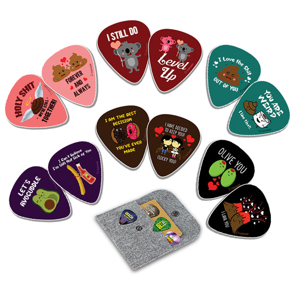 Creanoso Funny Lover Guitar Picks (12-Pack) - Premium Music Gifts & Guitar Accessories for Husband Dad Boys Son Men Him Boyfriend Musician Gift â€“ Cool Guitar Plectrums & Tools