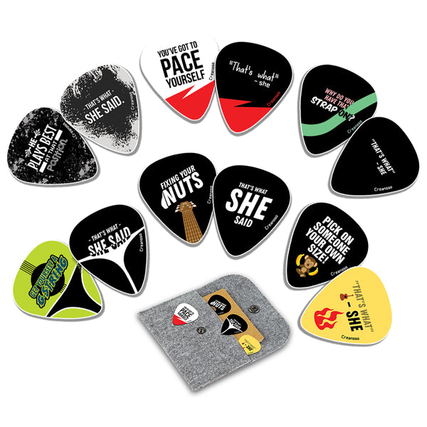 Creanoso Funny That's what She Said Guitar Picks (12-Pack) - Premium Music Gifts & Guitar Accessories for Boys & Girls Musician Gift â€“ Cool Guitar Tool