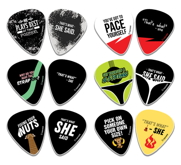 Creanoso Funny That's what She Said Guitar Picks (12-Pack) - Premium Music Gifts & Guitar Accessories for Boys & Girls Musician Gift â€“ Cool Guitar Tool