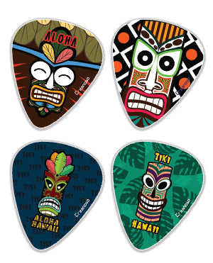 Aloha Tiki Art Design Guitar Picks (12-Pack) - Premium Music Gifts & Guitar Accessories for Boys & Girls Musician Gift â€“ Cool Guitar Tool