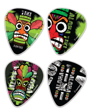 Aloha Tiki Art Design Guitar Picks (12-Pack) - Premium Music Gifts & Guitar Accessories for Boys & Girls Musician Gift â€“ Cool Guitar Tool