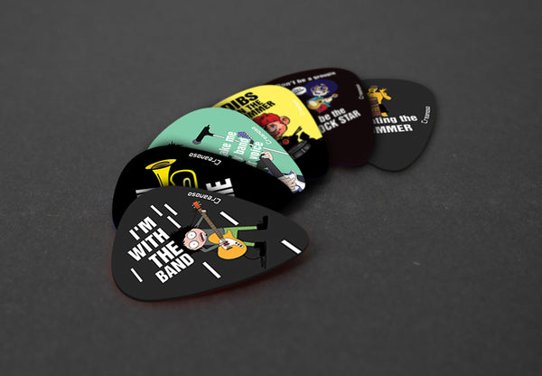 Funny Band Guitar Picks (12 - Pack) - Premium Music Gifts & Guitar Accessories for Boys & Girls Musician Gift â€“ Cool Guitar Tool