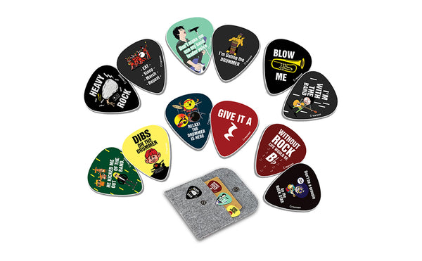 Funny Band Guitar Picks (12 - Pack) - Premium Music Gifts & Guitar Accessories for Boys & Girls Musician Gift â€“ Cool Guitar Tool