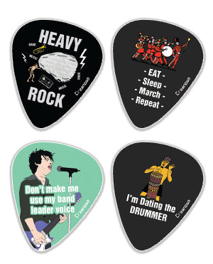 Funny Band Guitar Picks (12 - Pack) - Premium Music Gifts & Guitar Accessories for Boys & Girls Musician Gift â€“ Cool Guitar Tool