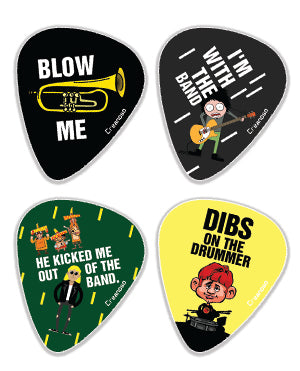 Funny Band Guitar Picks (12 - Pack) - Premium Music Gifts & Guitar Accessories for Boys & Girls Musician Gift â€“ Cool Guitar Tool