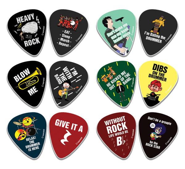 Funny Band Guitar Picks (12 - Pack) - Premium Music Gifts & Guitar Accessories for Boys & Girls Musician Gift â€“ Cool Guitar Tool