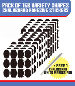 Chalkboard Kitchen Ingredients Item Labels Stickers (156 PCS) - FREE Chalkboard White Marker Pen