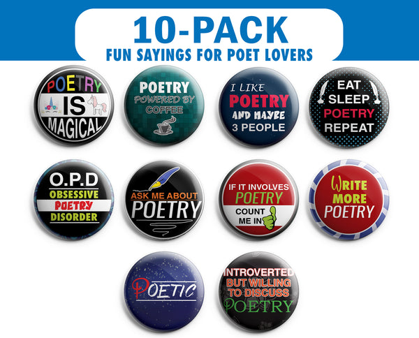 I am a Poet Pinback Buttons (10-Pack)
