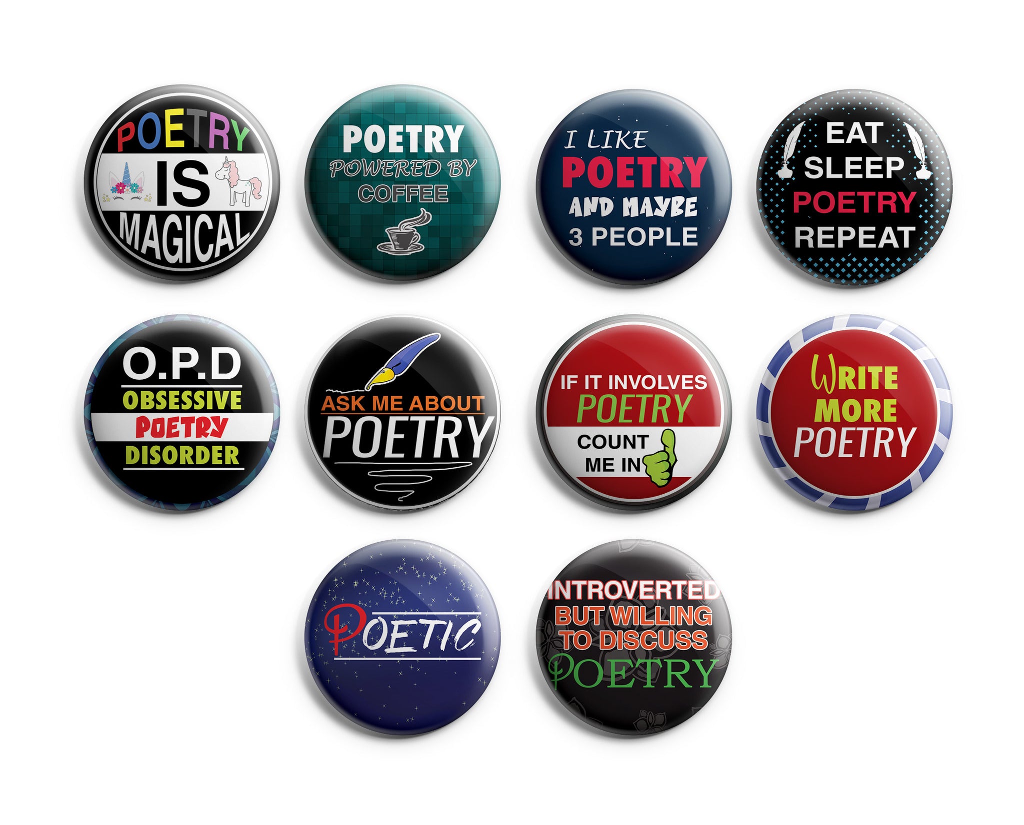 I am a Poet Pinback Buttons (10-Pack)