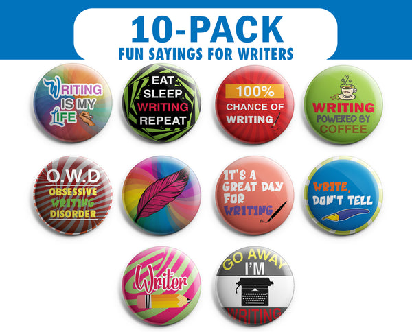 I am a Writer Pinback Buttons (10-Pack)