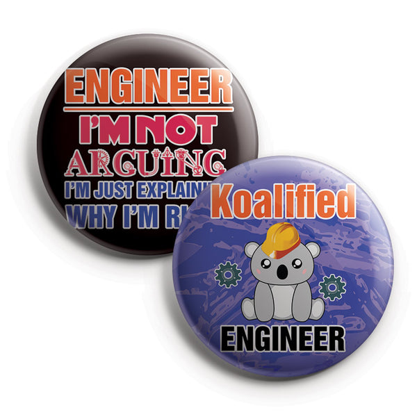 I am an Engineer Pinback Buttons (1 Set x 10 Designs)