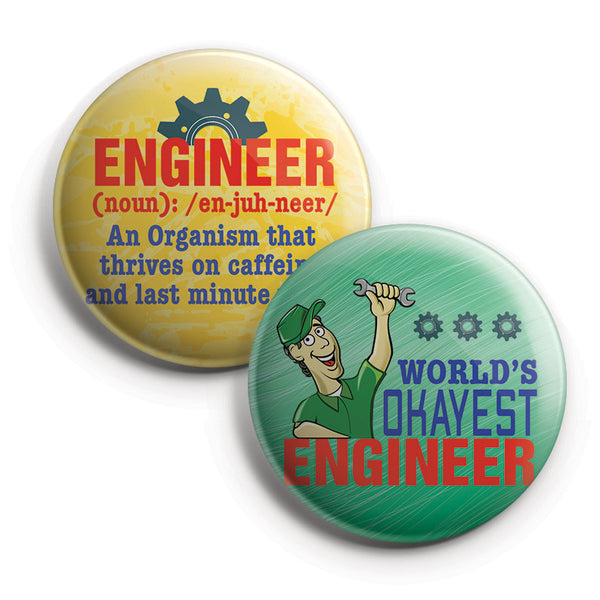 I am an Engineer Pinback Buttons (1 Set x 10 Designs)