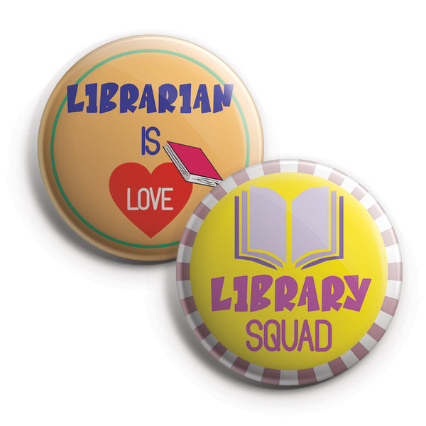I am a Librarian Pinback Buttons (1 Set x 10 Designs)