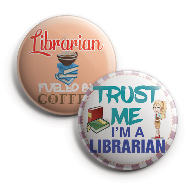 I am a Librarian Pinback Buttons (1 Set x 10 Designs)
