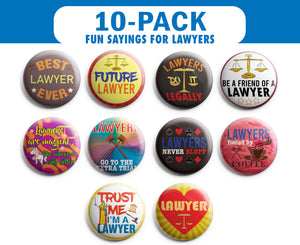 I am a Lawyer Pinback Buttons (1 Set x 10 Designs)