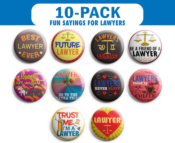 I am a Lawyer Pinback Buttons (1 Set x 10 Designs)