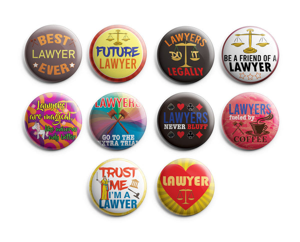 I am a Lawyer Pinback Buttons (1 Set x 10 Designs)