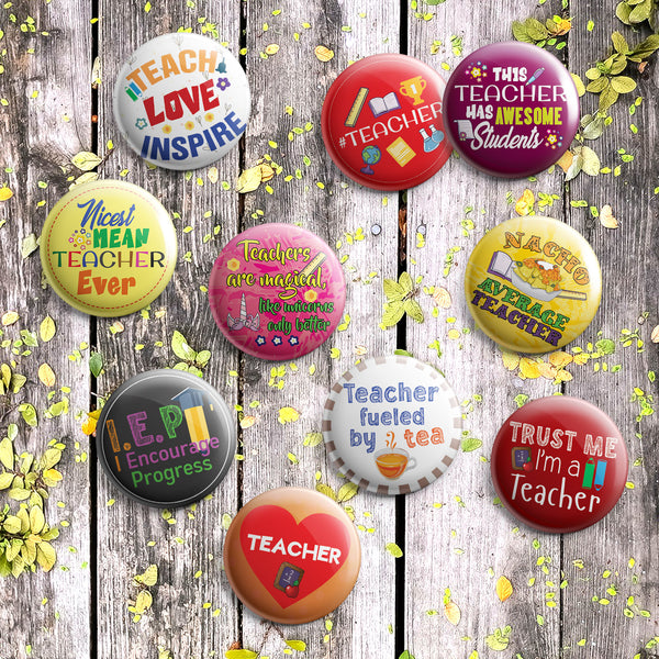 I am a Teacher Pinback Buttons (1-Set X 10 Buttons)