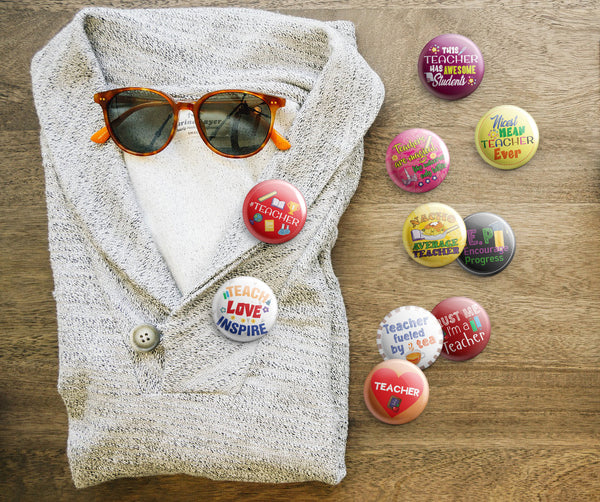 I am a Teacher Pinback Buttons (1-Set X 10 Buttons)