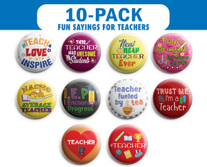 I am a Teacher Pinback Buttons (1-Set X 10 Buttons)