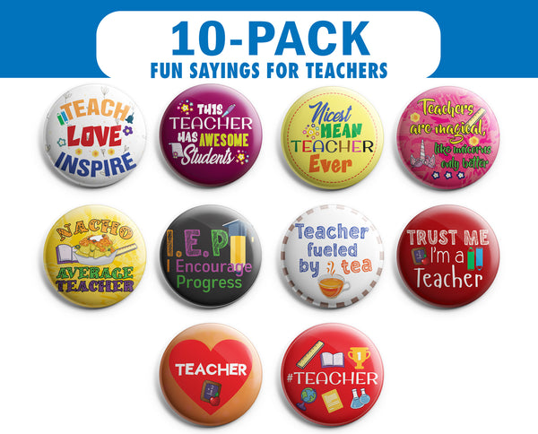 I am a Teacher Pinback Buttons (1-Set X 10 Buttons)