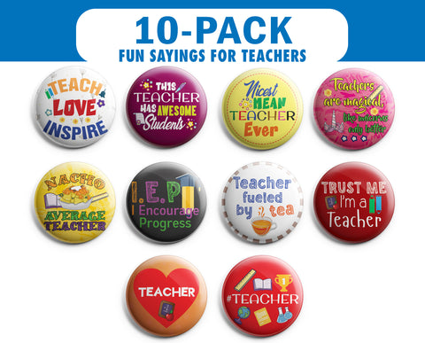 I am a Teacher Pinback Buttons (1-Set X 10 Buttons)