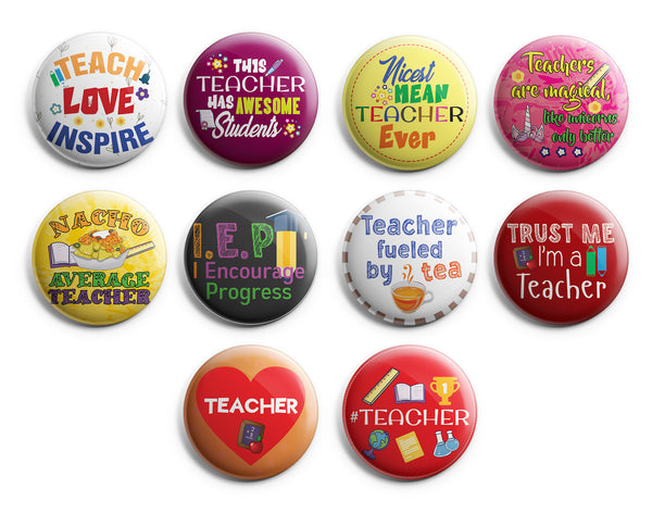 I am a Teacher Pinback Buttons (1-Set X 10 Buttons)