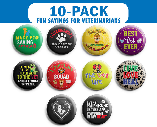 I am a Veterinarian Pinback Buttons (1-Set X 10 Buttons)