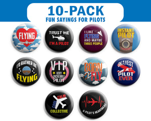 I am a Pilot Pinback Buttons (1-Set X 10 Buttons)