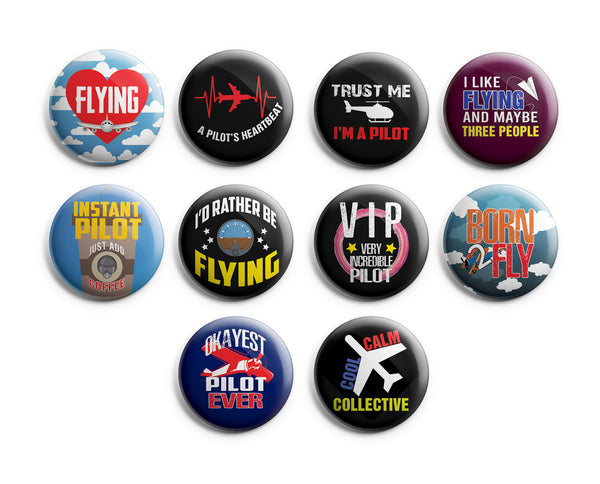 I am a Pilot Pinback Buttons (1-Set X 10 Buttons)