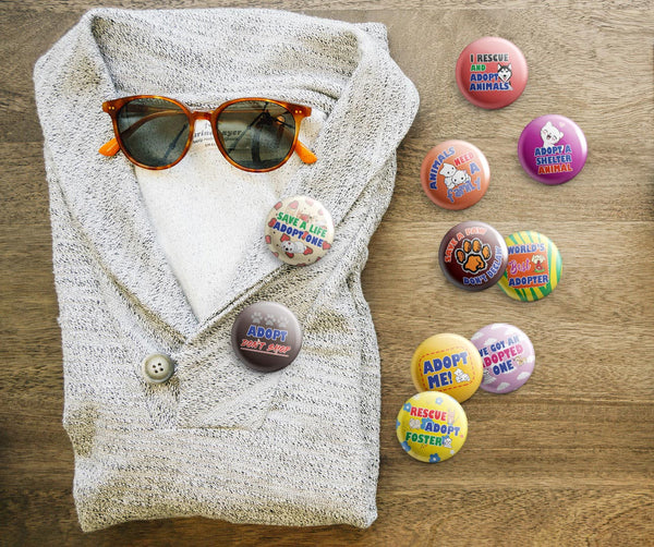 Adopt A Pet Pinback Buttons (1-Set X 10 Buttons)