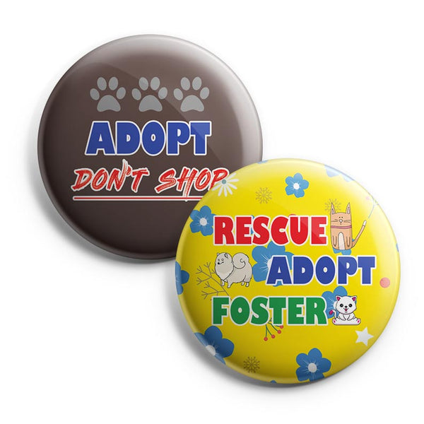 Adopt A Pet Pinback Buttons (1-Set X 10 Buttons)