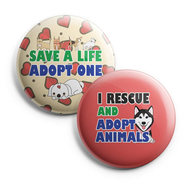 Adopt A Pet Pinback Buttons (1-Set X 10 Buttons)