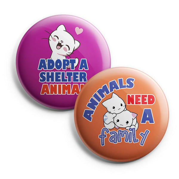 Adopt A Pet Pinback Buttons (1-Set X 10 Buttons)