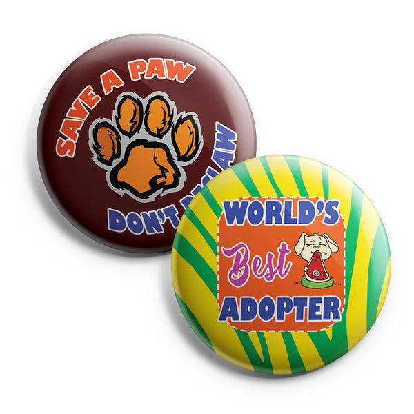 Adopt A Pet Pinback Buttons (1-Set X 10 Buttons)