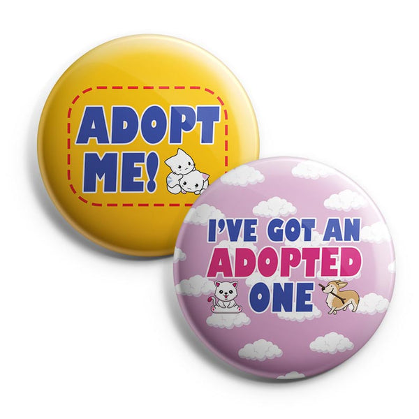 Adopt A Pet Pinback Buttons (1-Set X 10 Buttons)