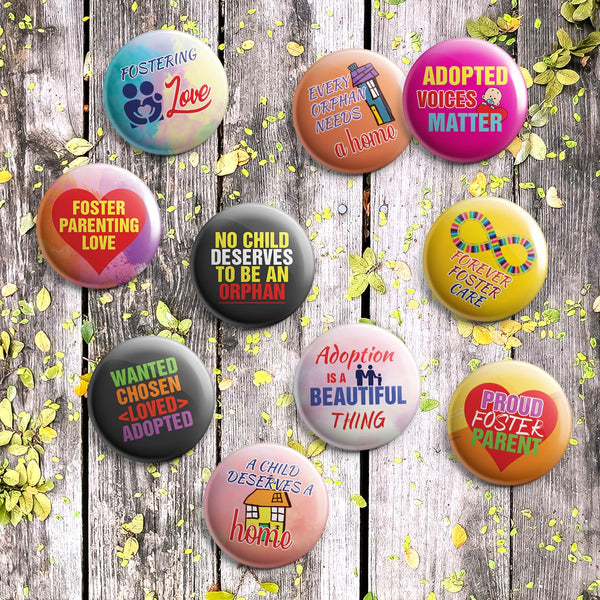 Foster Parent Pinback Buttons (1-Set X 10 Buttons)
