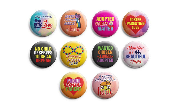 Foster Parent Pinback Buttons (1-Set X 10 Buttons)