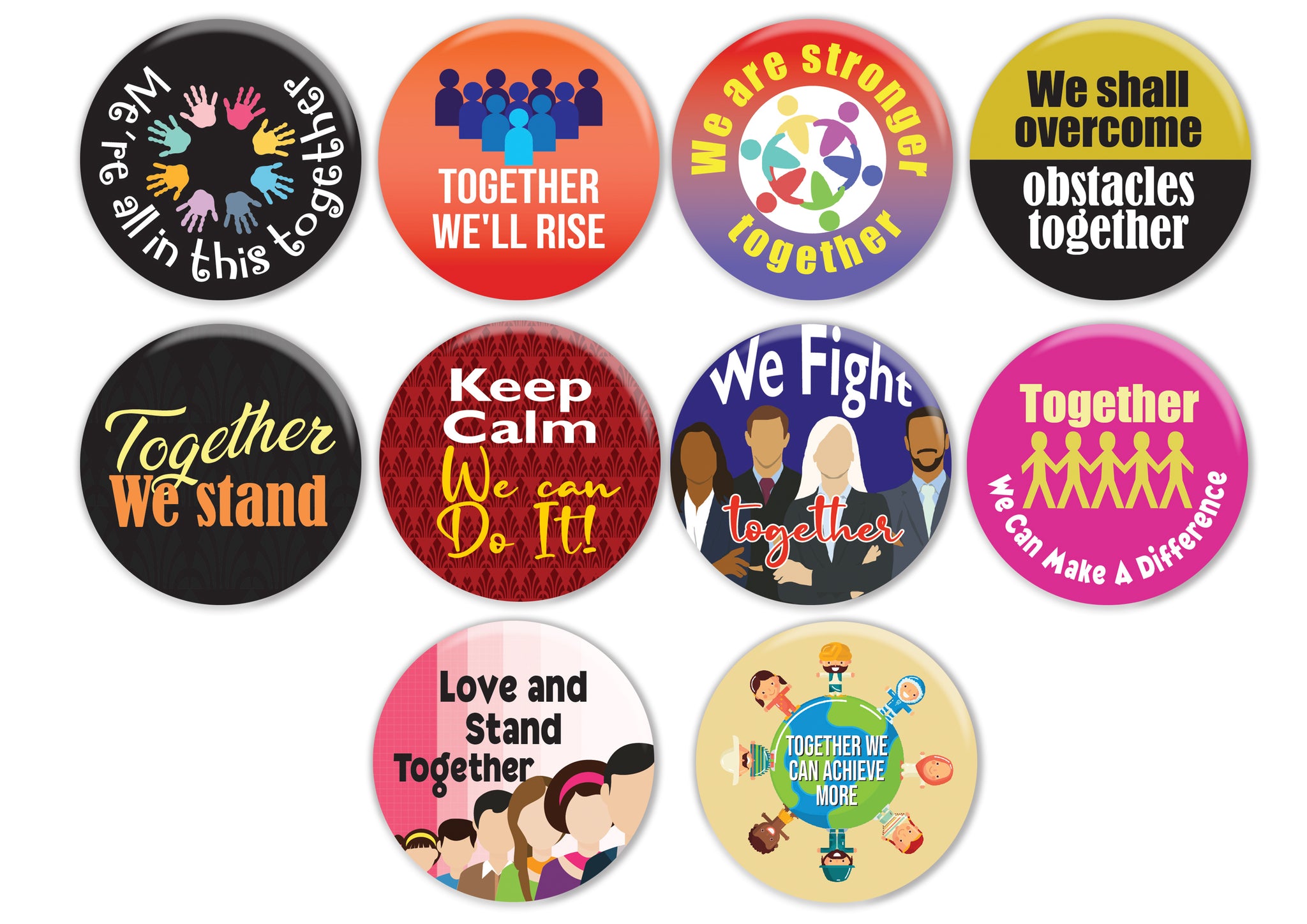 We are in this together pinback buttons (10 Pack)
