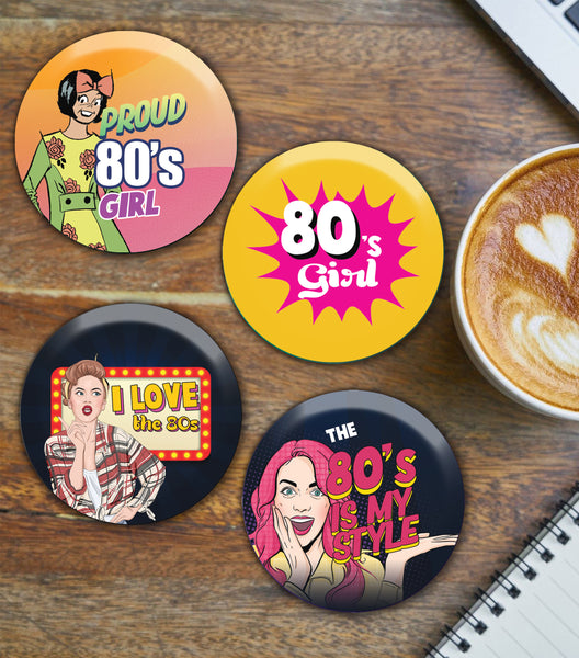 80's Girl Pinback Buttons