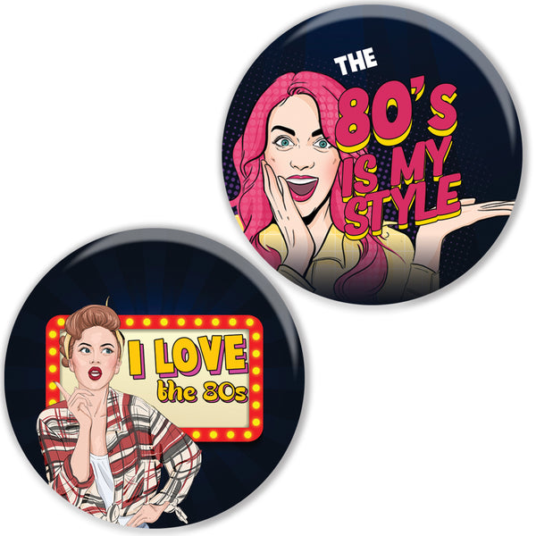 80's Girl Pinback Buttons