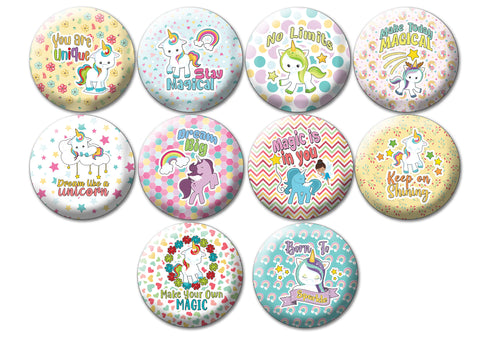 Creanoso Pinback Buttons - Unicorn - Gift Tokens Ideas for Unicorn and Magic Lovers