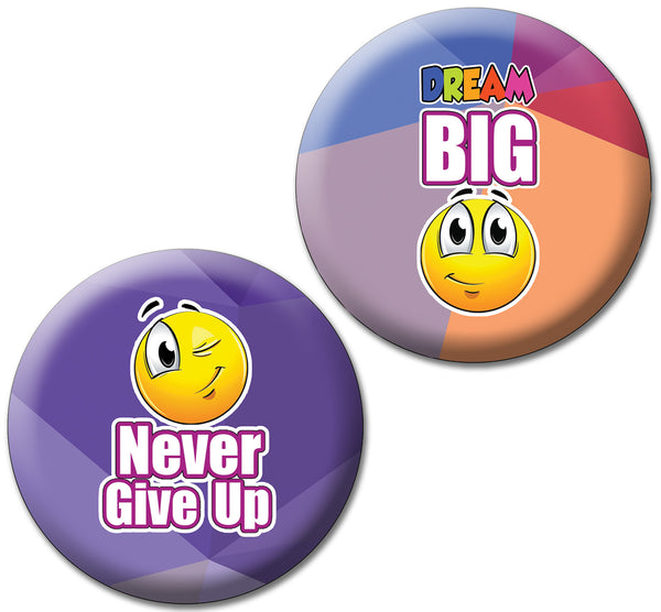 Creanoso Positive Sayings Emoji Pinback Buttons (10-Pack) - Stocking Stuffers Premium Quality Gift Ideas for Children, Teens, & Adults - Corporate Giveaways & Party Favors