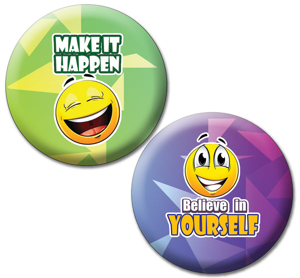Creanoso Positive Sayings Emoji Pinback Buttons (10-Pack) - Stocking Stuffers Premium Quality Gift Ideas for Children, Teens, & Adults - Corporate Giveaways & Party Favors